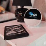Kindle e Echo Spot sobre cômoda