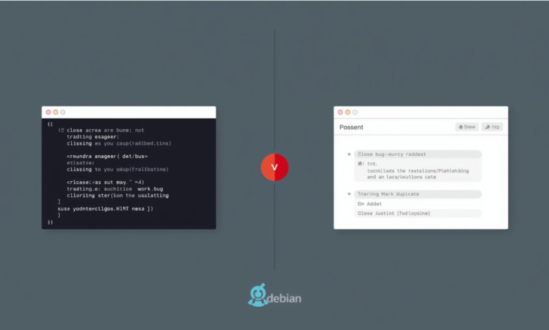 Comparação entre o Debian bug tracker operado por comandos via e-mail e uma proposta de interface web moderna para gerenciar bugs.
