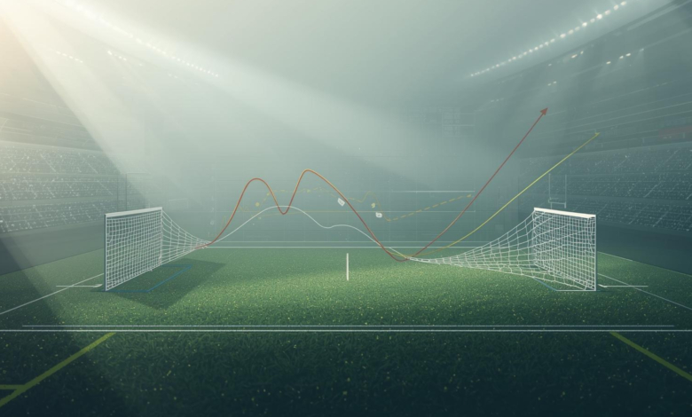 Capa com visualização de dados e gráficos probabilísticos aplicados à análise de partidas de futebol.